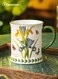 Iris Flower Ceramic Mug &acirc;&euro;&ldquo; 450ml Large Coffee &amp; Tea Cup with Butterfly Design, Elegant Floral Mug for Daily Use