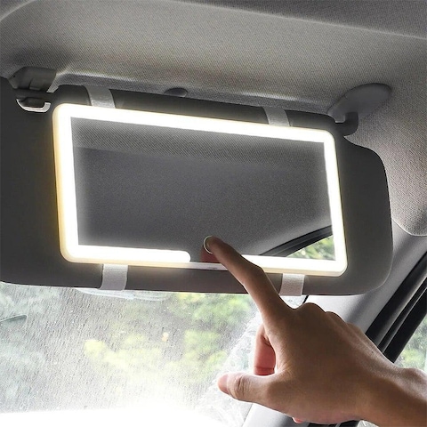 Car Sun Visor Vanity LED Light Mirror, Makeup Mirror with 3 Light Modes - White
