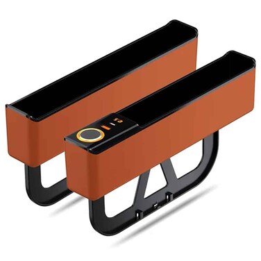 Car Seat Gap Filler with Charging Port (Support QC &amp; PD) and Cigarettte lighter , Car Seat Storage Box with Fast Charging - Orange
