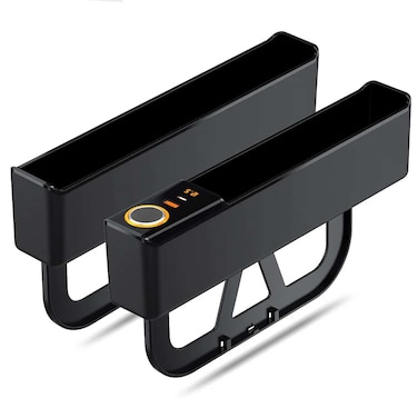 Car Seat Gap Filler with Charging Port (Support QC &amp; PD) and Cigarettte lighter , Car Seat Storage Box with Fast Charging - White