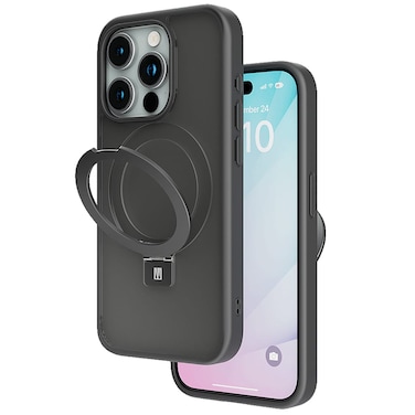 Levelo iPhone 15 Pro Max Verona PC + TPU MagSafe Kickstand Matte Case - Black