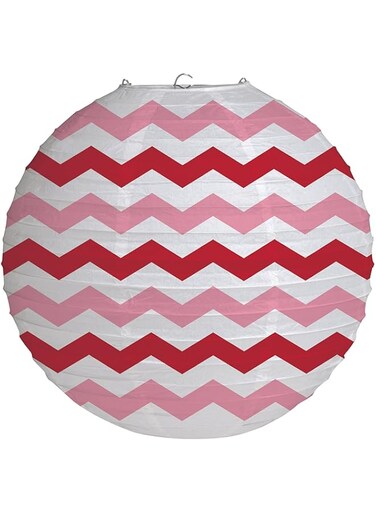 Creative Converting Two Tone Chevron Lanterns, Length 12-Inch Size, Classic Red