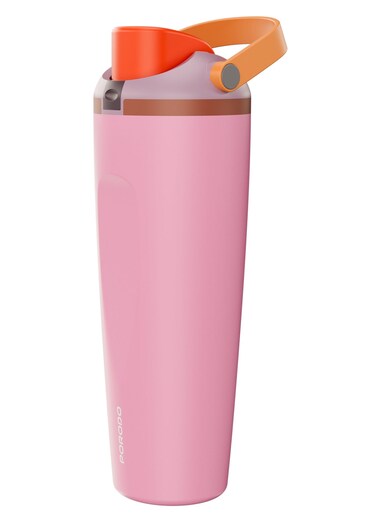 Stainless Steel Double Walled Water Bottle with 900ml Capacity / Flip Straw Lid / Vacuum Insulation - Pink