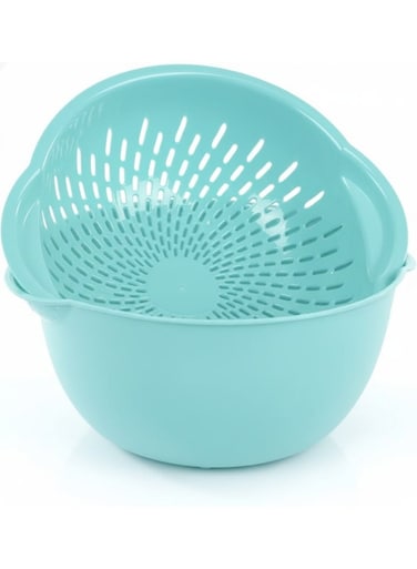 Mixing Bowl w/Colander (Large 4.5L) - Turqoise color
