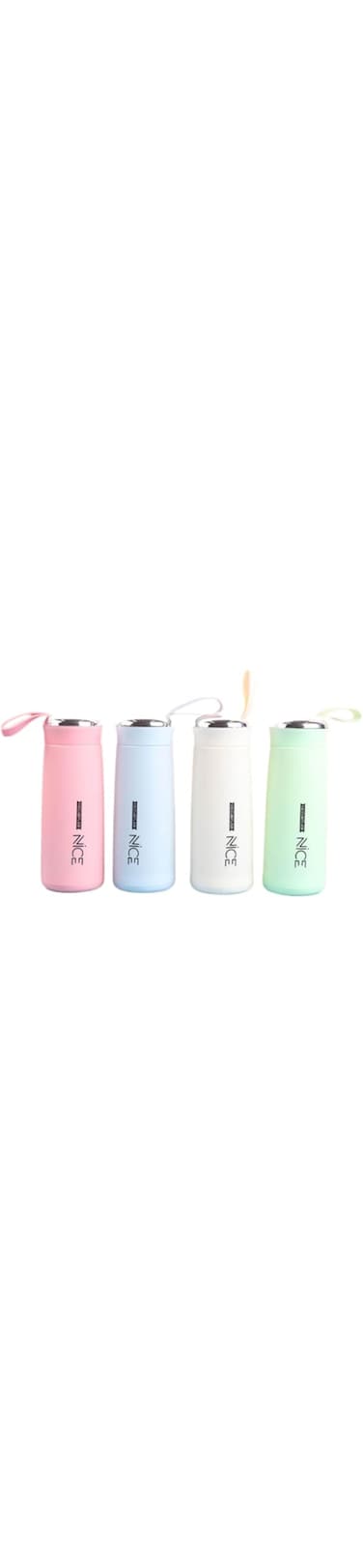 Water Bottle Tumbler "Nice" 400ml Double Wall Vacuum Flask Insulated Hot and Cold Water Glassware Bottle, Leak Proof with Silicone Sleeve for Kids and Adults Unisex Use (Green)