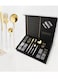 24 Pcs Stainless Steel Two Tone Luxury Sleek White Gold Plated Kitchen High Quality Cutlery Tableware Set Fork Spoon Knife in Velvet Gift Kraft Box