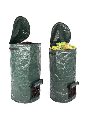 INNOLITES Organic 2 Pack 15 Gallon / 34 Gallon Garden Compost Bins Environmental Reusable Pe Waste Disposal Compost Bags for Kitchen Garden Yard