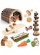 Wougzan Hamster Toys Guinea Pig Toys, Hamster Wheel Hamster Cage Accessories,Small Animal Molar Chew Toys for Chinchillas,Gerbils,Mice,Mouse,Rabbit,Bunny Hideout Seesaw (12 Different chew Toys)