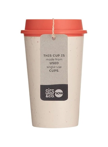 &amp; Co Circular and Co Now Cup Reusable Coffee Cup Made from Recycled Single Use Cups 12oz 340ml Cream &amp; Caught Out Coral