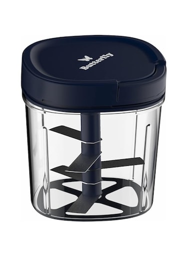 Butterfly 3.8 Cups Premium Plastic Manual Food Chopper, Hand Pull String Onion Vegetable Mincer Dishwasher Safe, 900ml, Blue