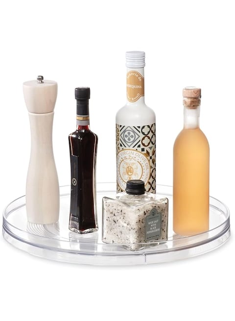 iDesign Recycled Plastic Lazy Susan Turntable Organizer Pantry, Bathroom, General Storage and More, The Linus Collection, 14&quot; Inch, Clear