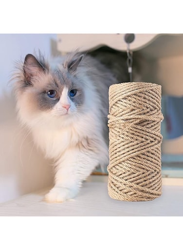 RstEDame Sisal Rope, 1 Roll Cat Scratching Post Trees Tower Replacement Rope Hemp Ropes 20m/65ft for Recovering DIY Cat Scratcher Decorative Vase Handrails Gardening Applications