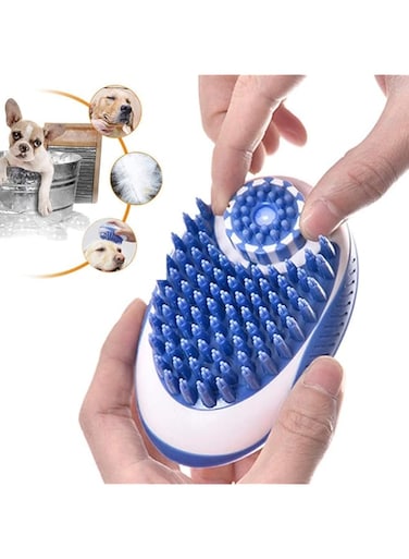 Starthi Pet Bath Brush Pet Shampoo Soothing Massage Rubber Comb for Long Short Haired Dogs and Cats (blue)