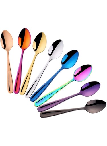 SBOMHS Teaspoons Set of 8, Coffee Spoons/Dessert Spoons, 5.5inch/14cm (Coloured)