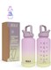 Motivational Water Bottle with Time Markers and Straw Lid - 1000ml, Morning Rose