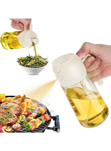 470ml/16oz Olive Oil Spray Bottle &acirc;&euro;&ldquo; Dual-Purpose Kitchen Oil Mister for Cooking, Air Fryer, Baking, Grilling, and Salad Dressing &acirc;&euro;&ldquo; Non-Aerosol, Refillable, and Easy-to-Use Oil Sprayer for Healthy Cooking