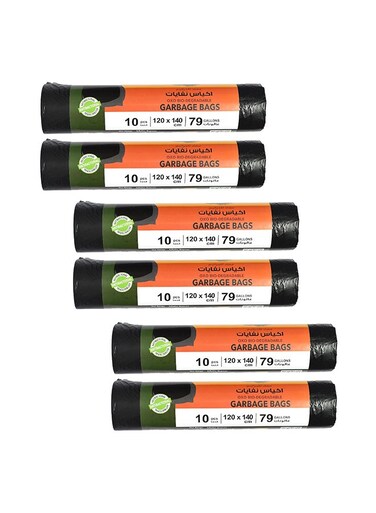 Green Choice Biodegradable Black Garbage Bags 79 Gallons (120 x 140 cm) &acirc;&euro;&ldquo; Extra Large Heavy Duty Trash Bags, Leak Resistant Bin Liners &acirc;&euro;&ldquo; 6 Rolls x 10 Bags (60 Bags Total)