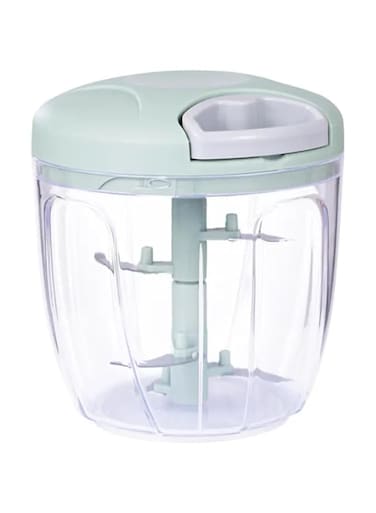 Easy Pull Chopper 900ml - Portable Hand Pull String Garlic Mincer Onion Cutter for Veggies - Ginger, Fruits, Manual Food Processor - Manual Vegetable Chopper - 5 Stainless Steel Blades (green)