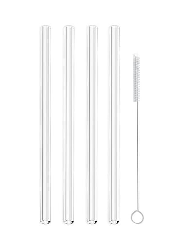 Pcs Reusable Glass Straws With Cleaning Brush Transparent 20cm