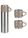 500ml Stainless Steel Vacuum Thermos Flask with Silicone Handle &acirc;&euro;&ldquo; Insulated Water Set with 2 Stainless Steel Cups for Hot &amp; Cold Drinks &acirc;&euro;&ldquo; Ideal for Outdoor Travel, Camping, Hiking   Gift Box Set (2 PACK) SILVER BEIGE