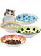 BOSILI Ceramic Cat Food Plate Set of 4 Porcelain Dog Dish for Wet Food Wide Bowl to Relieve Whisker Fatigue, Shallow Bowl for Kittens and Small Animals