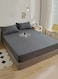Home Fitted bed sheet 90*200+30 cm with 2 pillow covers, set of 3 pieces, plain black color.