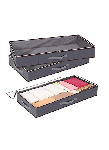 TYCOM Basics Fabric Under Bed Storage Bag Organzier- 2 Pcs Storage Containers with Reinforced Handles, Large Capacity Breathable Non-woven Storage Bins for Blanket, Pillows, Comforters and Quilts