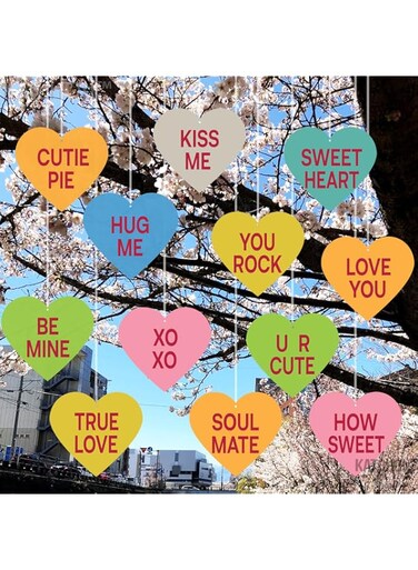 KatchOn, Valentines Day Conversation Hearts Decorations - Pack of 12, No DIY   Conversation Heart Garland for Valentine Tree Decorations   Outdoor Valentines Decorations   Valentines Day Decorations