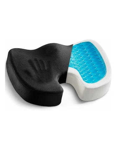 Baby COOLBABY Gel Reinforced Seat Cushion Memory Foam Seat Cushion Ergonomic U Shape Design Non-Slip Strap Soft Velvet Cover For Sciatica Tailbone Back Pain Relief Home Office Car Wheelchair Gray