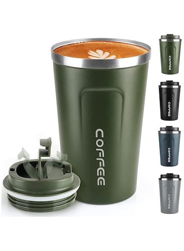 Coffee Mug 12oz - Insulated Coffee Travel Mug Spill Proof with Leakproof Lid Vacuum Stainless Steel Thermos Coffee Tumblers to GO, Reusable Coffee Cup for Men and Women for Hot &amp; Cold Drinks (Green)