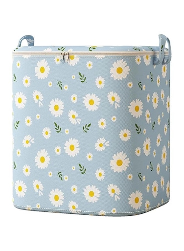 U-HOOME Foldable Large Storage Bags, Portable Clothes Storage Bins Closet Organizers with Handle and Zipper for Comforters, Blankets, Bedding, Pillows, Toys (Blue-140L)