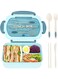 Lunch Box for Kids Boys School College, Bento Box with 3 Comp. Large 1400ml Leakproof Food Container, Reusable Spoon and Fork for Adults Office, Home, Travel (Sky Blue)
