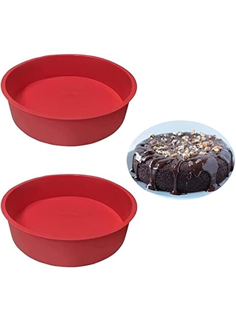 Khazna 8 inch Round Cake Pans - Set of 2 Silicone Molds for Baking, Nonstick &amp; Quick Release Baking Pans for Layer Cake, Cheese Cake and Chocolate Cake - 8 inch Cake Pan