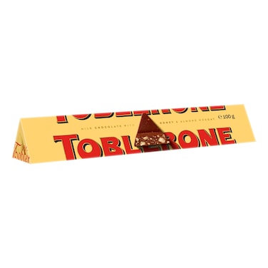 Toblerone Swiss Milk Chocolate Bar with Honey and Almond Nougat, 100g