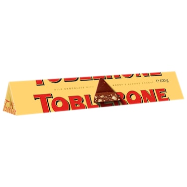 TOBLERONE Swiss Milk Chocolate Bar with Honey and Almond Nougat, 100g