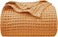 Ultra Soft 400gsm Waffle Weave Blanket King Size (230cm x 264cm), Cozy Woven Blanket for Bed, Decor, Sofa, Orange