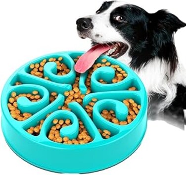 WEIN Slow Feeder Dog Bowls for Large Medium Dog Non Slip Maze Puzzle Bowl Pet Slower Food Feeding Dishes Interactive Bloat Stop Preventing Choking Healthy Dog Pet Bowl (Blue)