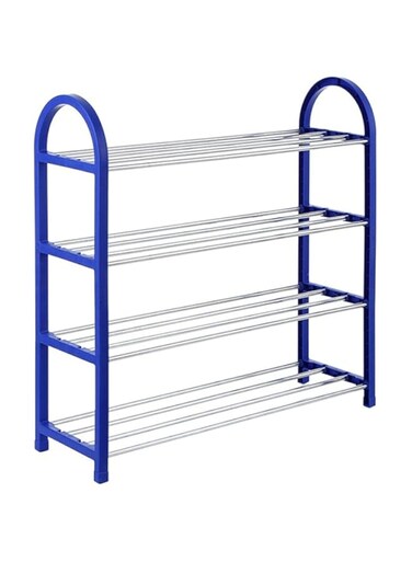 Dubai Gallery 4-Tier Shoe Rack Storage Organizer Blue/Silver 58Centimeter