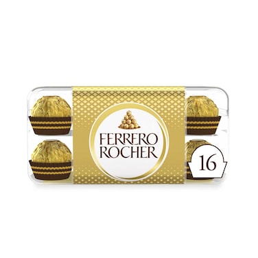 Ferrero Rocher Fine Crunchy Hazelnuts dipped in Smooth Milk Chocolate, Individually Wrapped in Elegant Gold Foil Wrapper, 16 Piece Gift Box, 200g