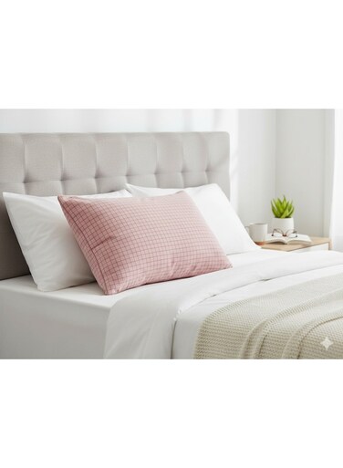 Home Aesthetic Grid Throw Pillow &acirc;&euro;&ldquo; Soft Pink   Decorative Cushion for Sofa, Bed, Living Room &amp; Chairs &acirc;&euro;&ldquo; Microfiber, Pre-Filled, Modern Grid Design