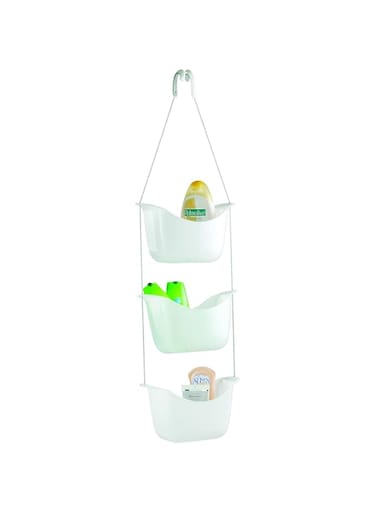Umbra Bask, White Hanging Shower Caddy, Bathroom Storage And Organizer For Shampoo, Conditioner, Bath Supplies And Accessories, 11-1/4" X 5-1/4" X 36-1/2" H