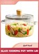 Glass Cooking Pot With Lid,1600ML Heat Resistant Borosilicate Glass Cookware Stovetop Pot Set,Paella Pan Simmer Pot With Cover Safe For Soup,Milk,Baby Food15*15.5cm