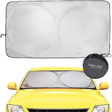 Windshield Sunshade   Reflective Patented Car Sun Protection - Certified 99% UVR Block -Cool Interior   Foldable Sun Visor Cover   Automotive Accessories for Summer Heat  Size S 145x90cm