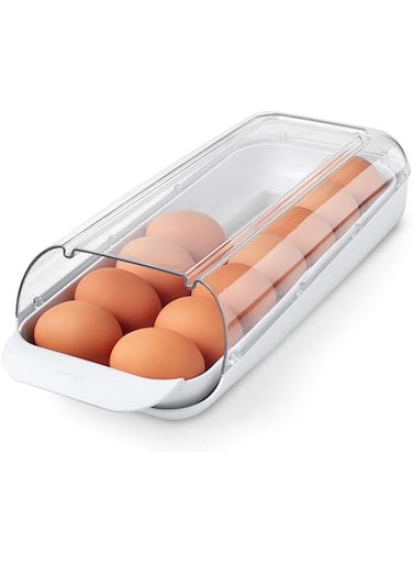 YouCopia FridgeView Rolling Egg Holder, BPA-Free Stackable Eggs Organizer with Removable Tray for Refrigerator Storage
