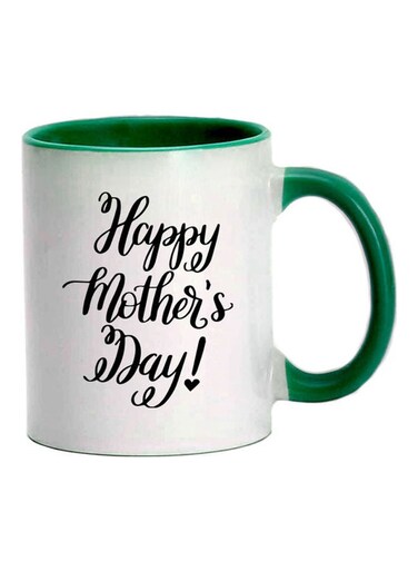 Happy Mothers Day Printed Mug Green/White