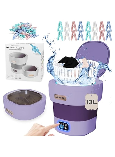 Chaseup&trade; Portable Washing Machine+10pcs Clips set 13L -Upgraded Capacity Foldable Mini Washing Machine Mini Washer Portable Washer For Small items Underwear Socks Baby Clothes Towels-Assorted Color