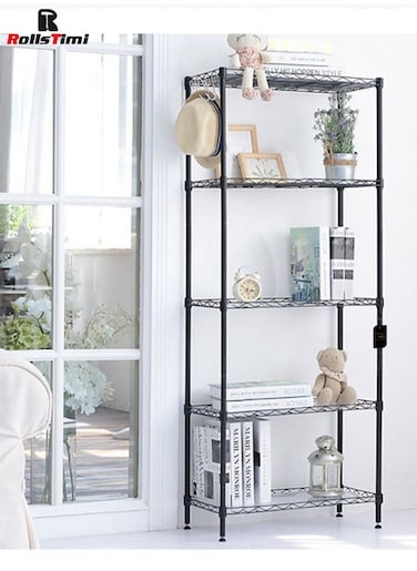 5-Tier Wire Shelving bathroom storage 5 Shelves Unit Metal kitchen Storage Rack Black