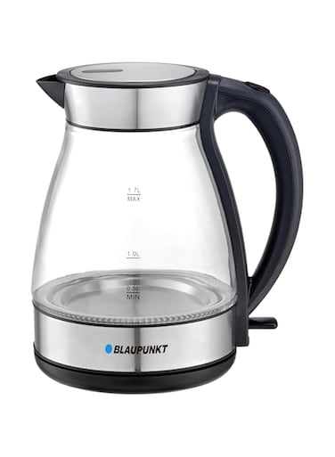 Blaupunkt Cordless Glass Kettle, 2200W, 1.7L, Soft Blue Light, Auto Shut-off, BKG422