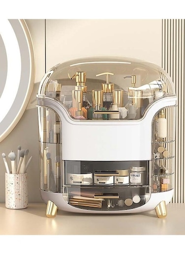 Makeup Organizer and Storage Cosmetics Organizer Box for Countertop with Drawers Cosmetics Skincare Organizers Box with Waterproof &amp; Dustproof Cover for Desktop, Bathroom (A)