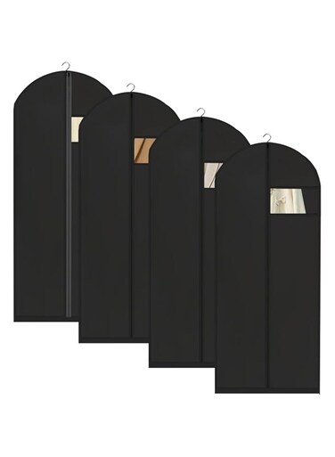 YumLock Garment Bags 5-Pack Durable, Clear, Zippered Suit Covers, 140x60cm, for Closet Organization, Dust-Proof Clothes Storage for Suits, Dresses, Coats